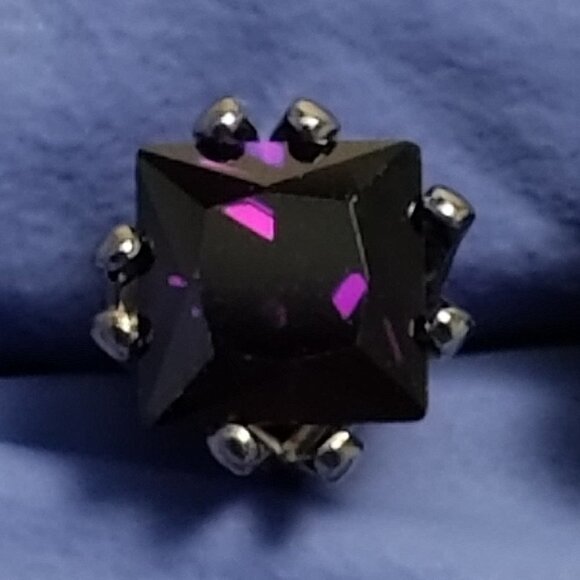 Chic Purple Cubic Zirconia Princess Cut Stud Earrings – Sterling Silver Overlay - Picture 6 of 6